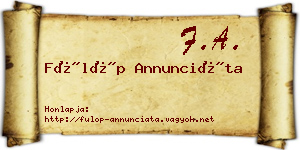 Fülöp Annunciáta névjegykártya